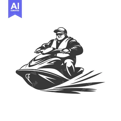 Aset premium populer: Man Riding a Jet Ski Through Water