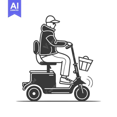 Popular premium asset: Man Riding a Mobility Scooter with a Basket