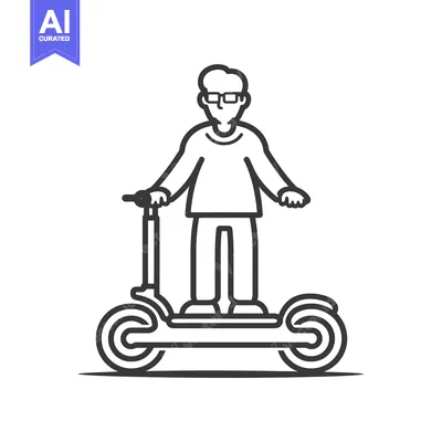Premium design asset: Man Riding an Electric Scooter