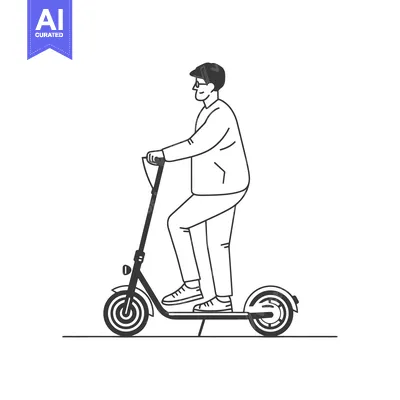 Aset desain premium: Man Riding an Electric Scooter