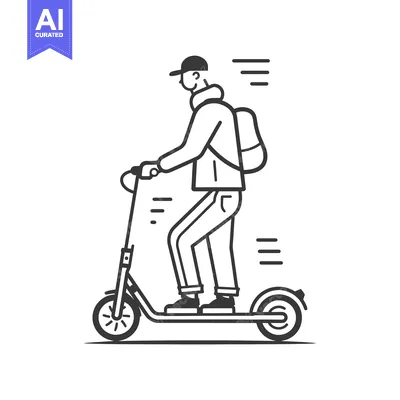 Popular premium asset: Man Riding an Electric Scooter with a Backpack