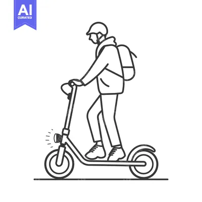 Popular premium asset: Man Riding Electric Scooter With Backpack and Helmet
