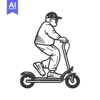 Popular premium asset: Man Riding Electric Scooter with Hat and Sunglasses