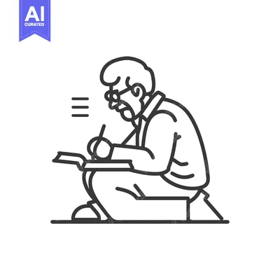 Premium design asset: Man Sitting and Writing in a Notebook