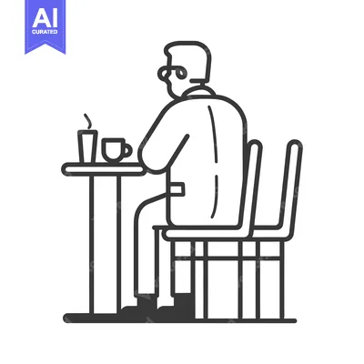 Aset premium populer: Man Sitting at a Table with Drinks in a Cafe