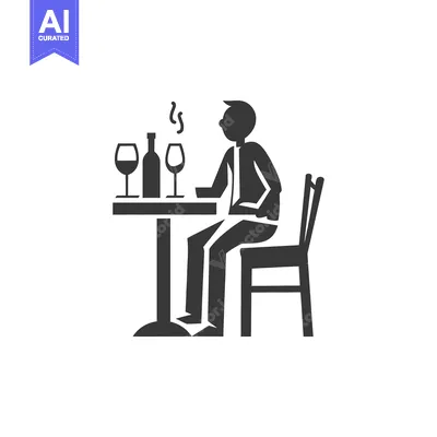 Aset premium populer: Man Sitting at Table with Wine and Wine Glass