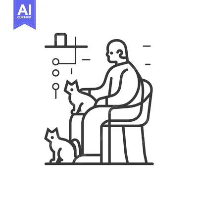 Man Sitting in a Chair with Two Cats