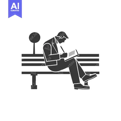 Aset premium populer: Man Sitting on a Bench Writing on a Clipboard