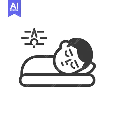 Man Sleeping in Bed with Thermometer Icon Above Him