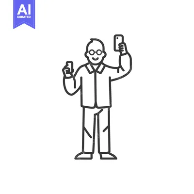 Aset premium populer: Man Taking a Selfie with a Smartphone