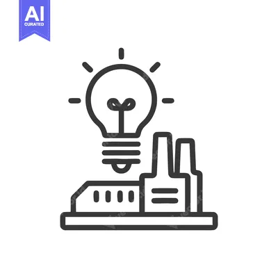 Innovative Industrial Idea: Lightbulb Over Factory Icon Design