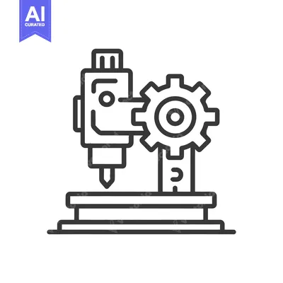 Aset desain premium: Precision CNC Machine Icon: Automated Manufacturing Technology, Vector