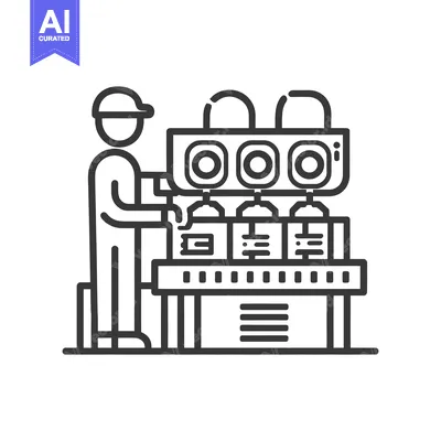 Popular premium asset: Automated Production Line: Factory Worker Operating Industrial Machine