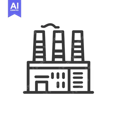 Aset premium populer: Industrial Factory Icon with Smoke, Minimalist Line Art Design