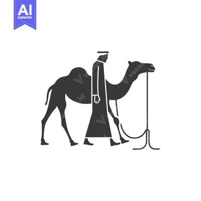 Aset premium populer: Man Walking Alongside a Camel with a Rope