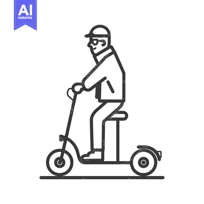Aset desain premium: Man Wearing Sunglasses and a Cap Riding an Electric Scooter