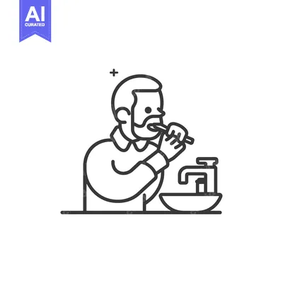 Man with a beard brushing his teeth in a bathroom