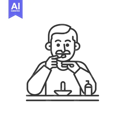 Man with Mustache Using a Toothbrush and Toothpaste