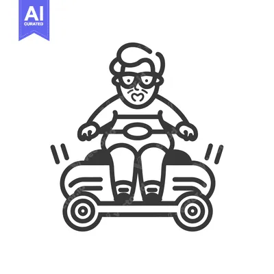 Aset premium populer: Man With Mustache Wearing Glasses Driving a Scooter