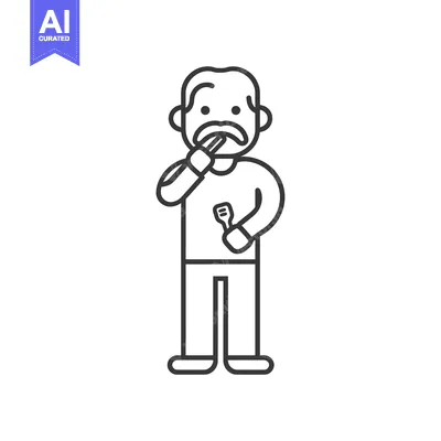 Aset desain premium: Man with Shaving Razor and Cut Mouth