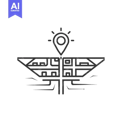 Premium design asset: A simple black line art depiction of a city location marker