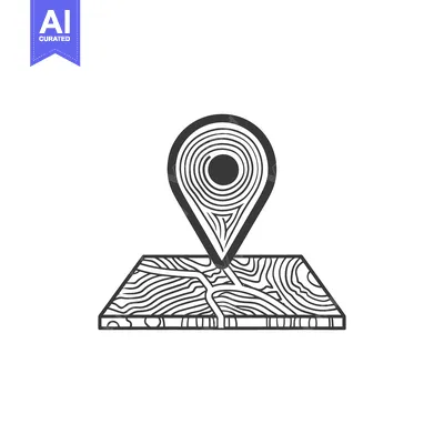 Aset desain premium: A map with a location marker pointing towards its coordinates