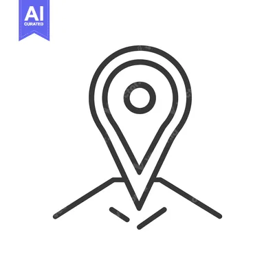 Aset desain premium: Black and white outline icon depicts location and navigation