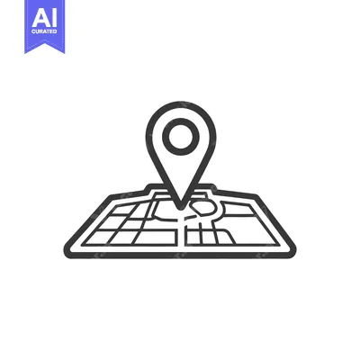Black and white image depicting a location pin on a map
