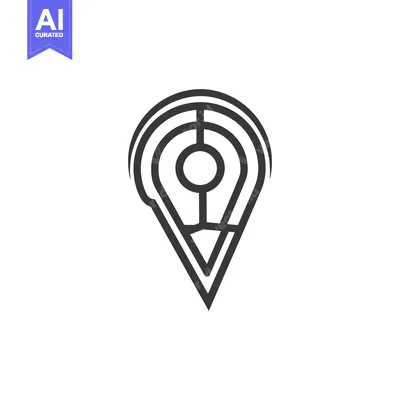 Aset premium populer: A simple modern location marker design with circular and line elements
