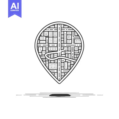 Premium design asset: A Location Marker Depicting Roads And Buildings Over White Space