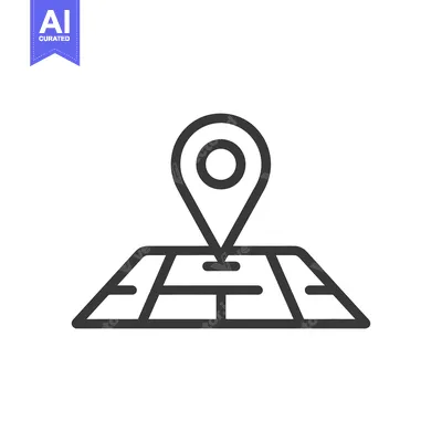 Aset desain premium: A simple line art illustration of a location marker on a map