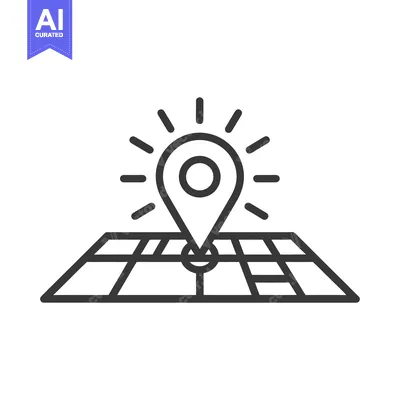 Aset desain premium: An Illustrated Map Pin Marking a Specific Location with Rays