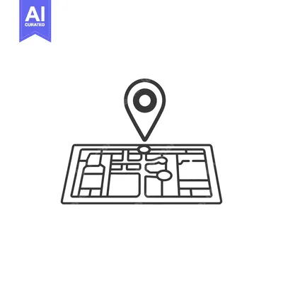 Aset desain premium: A black and white map with location marker above