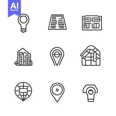 Aset premium populer: Several geometric icons displaying location based map and building con