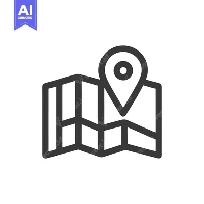 Aset premium populer: Minimalist Map Icon with Location Pin, Navigation Symbol