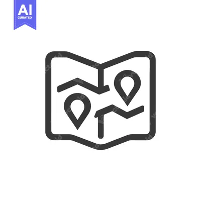 Aset desain premium: Minimalist Map Icon with Location Pins and Route