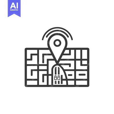 Aset premium populer: An abstract location indicator overlaying a simplified map graphic
