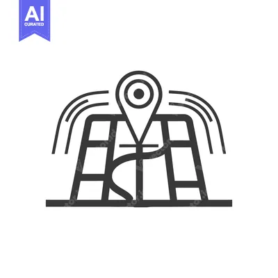Aset premium populer: A simple black and white map graphic with a location marker