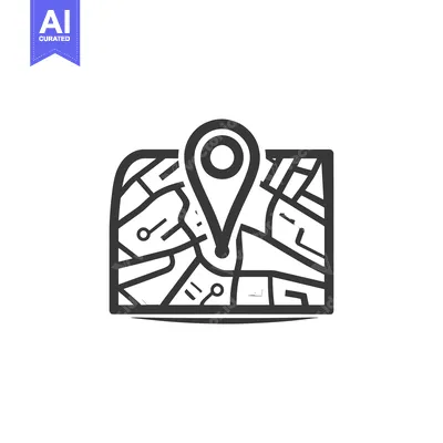 Premium design asset: A simple map icon with location marker symbol on white background