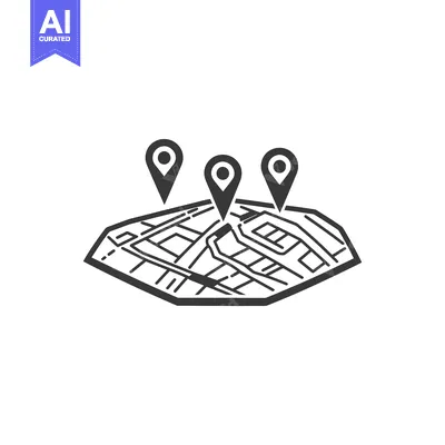 A simple illustration depicting a map with location markers