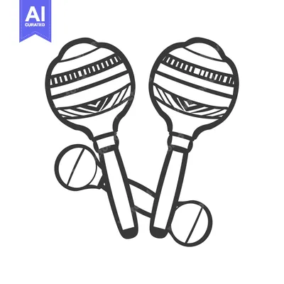 Two stylized musical percussion instruments with decorative patterns a