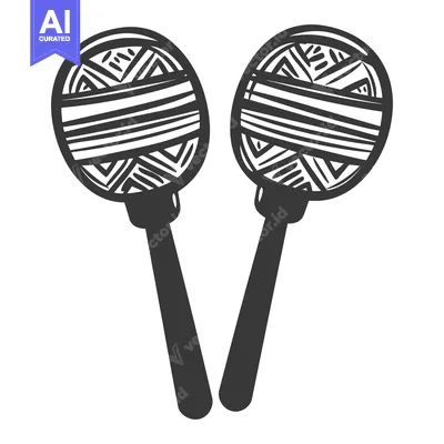 Two detailed drawing illustrations of the percussion instrument maraca
