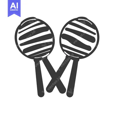 Two maracas instruments are crossed against a blank white background