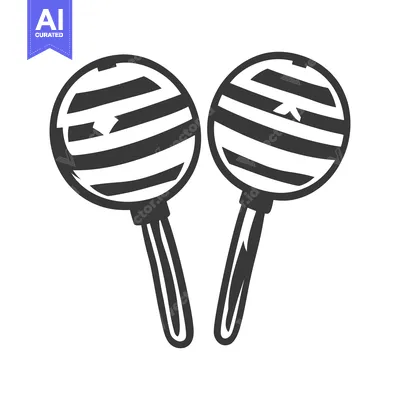 Two black and white musical instruments depicted on white background