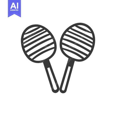 Aset premium populer: Two musical percussion instruments with striped oval heads and handles