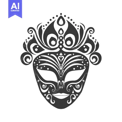 Aset desain premium: An Ornate Black Carnival Mask With Decorative Floral Elements