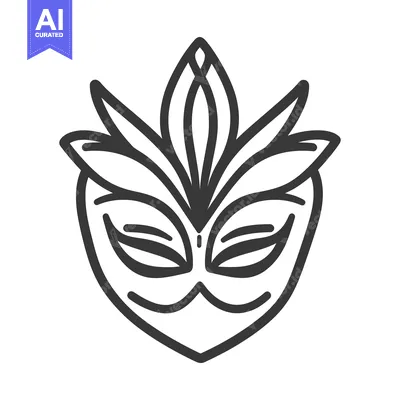 Aset desain premium: A stylish symmetrical black and white mask design illustration