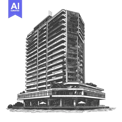 A tall modern building with numerous balconies and several floors