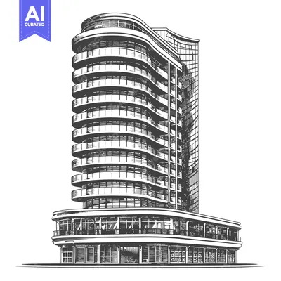 Aset premium populer: Modern High Rise Apartment Building Design Illustration Isolated on Wh