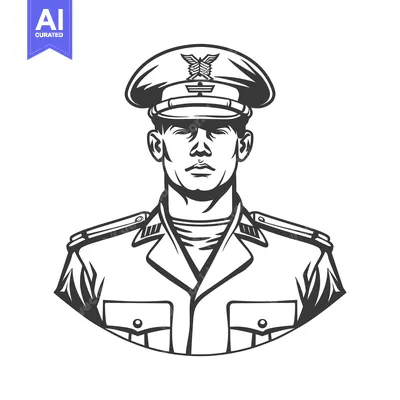 Aset desain premium: An illustration of a military officer wearing a uniform and cap